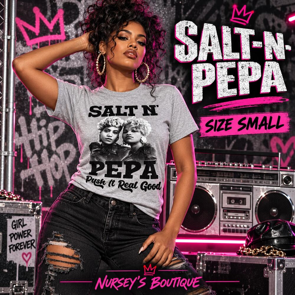Salt-N-Pepa Push It Real Good Graphic Tee Gray Small Hip Hop NWOT